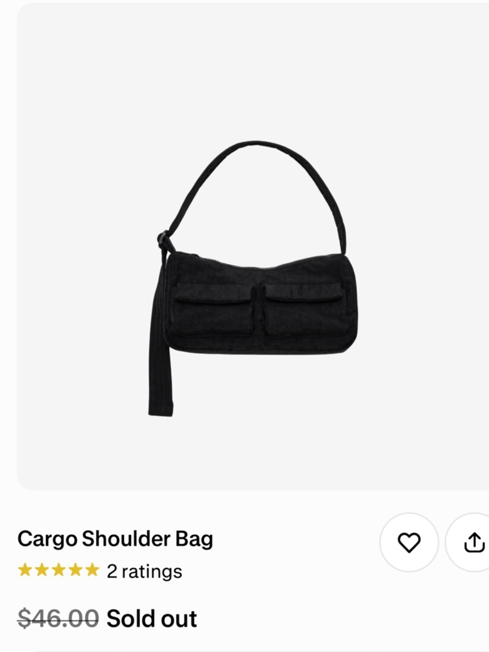 BAGGU Cargo Shoulder Bag- Black - Picture 6 of 8